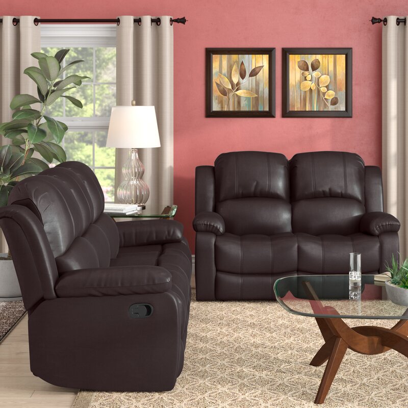 Red Barrel Studio® Maumee Reclining 2 Piece Leather Living